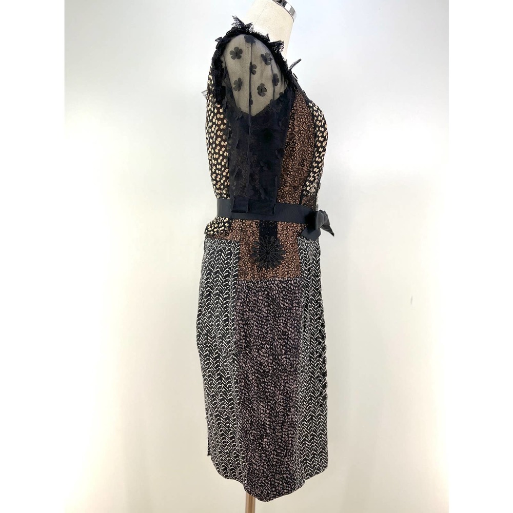 Anthropologie Beguile by Byron Lars Allusione Dress Black Lace Insert Sheath 4P - Picture 7 of 13